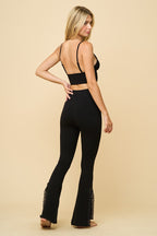 Casual Basics Lace Trim Cami Top & Slit Hem Pant Set