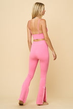 Casual Basics Lace Trim Cami Top & Slit Hem Pant Set