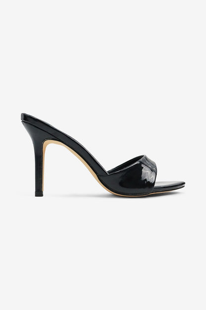 Shawna Round Toe Patent Slip On High Heel Mules