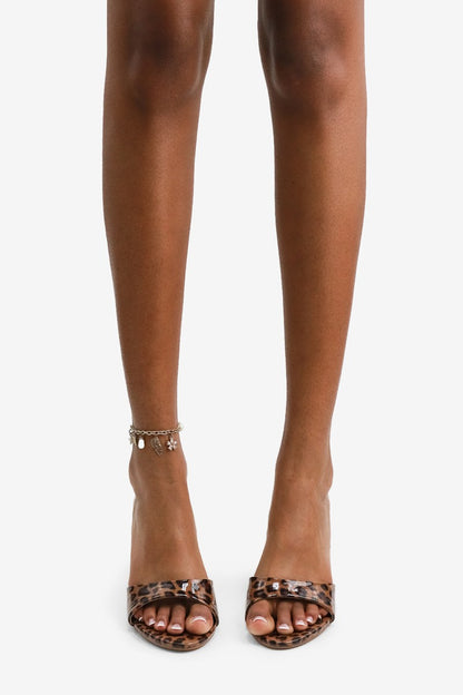 Shawna Round Toe Patent Slip On High Heel Mules