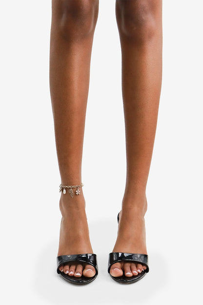 Shawna Round Toe Patent Slip On High Heel Mules