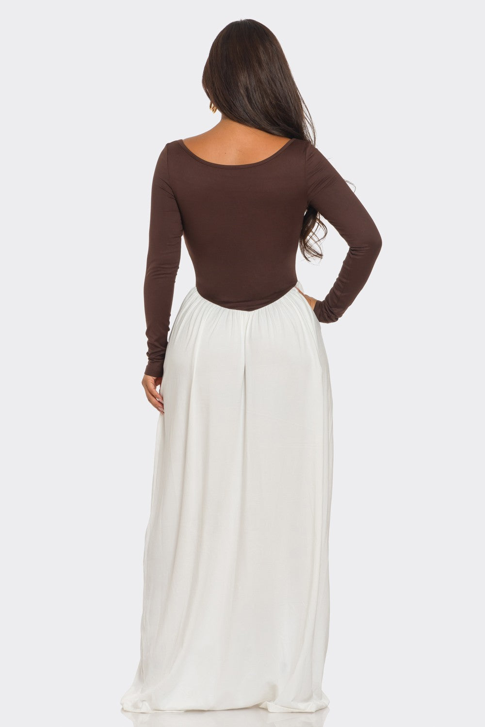 Tatiana Color Block Poplin Drop Waist Maxi Dress