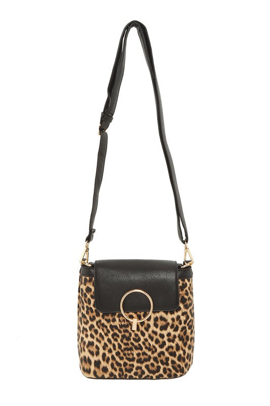 Gigi Leopard Print Top Flap Crossbody Handbag