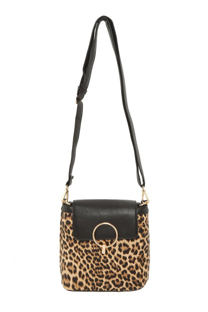 Gigi Leopard Print Top Flap Crossbody Handbag