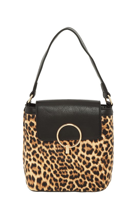 Gigi Leopard Print Top Flap Crossbody Handbag