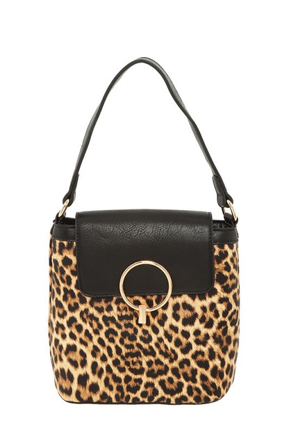 Gigi Leopard Print Top Flap Crossbody Handbag
