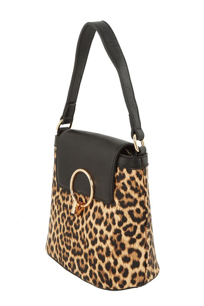 Gigi Leopard Print Top Flap Crossbody Handbag