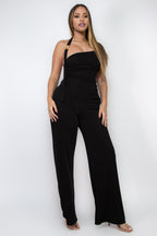 Nadine Gold Trim Halter Neck Slinky Knit Two Piece Pant Set