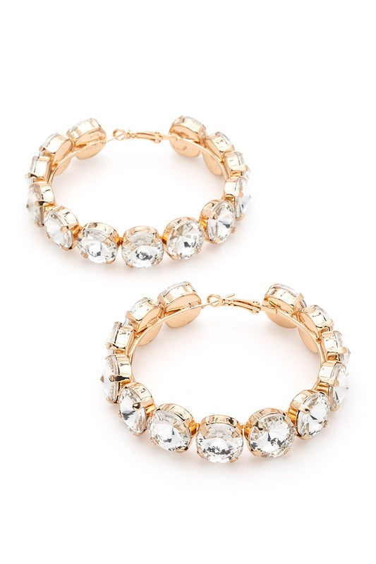 Iconic Oversize Crystal Rhinestones Hoop Earrings