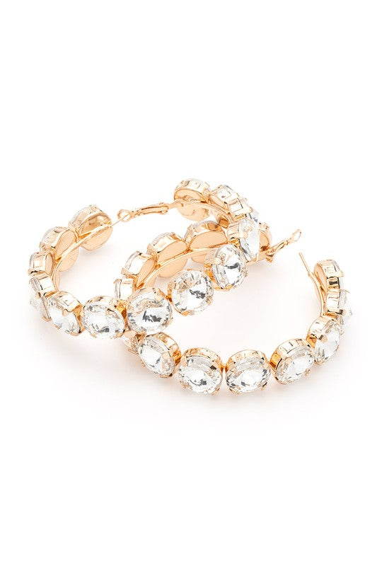 Iconic Oversize Crystal Rhinestones Hoop Earrings