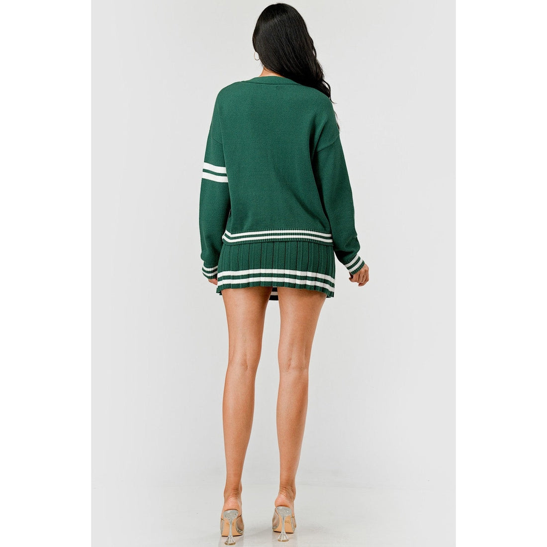 Blair Contrast Trim Two Piece Pleated Mini Skirt Set