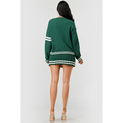 Blair Contrast Trim Two Piece Pleated Mini Skirt Set
