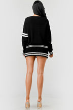Blair Contrast Trim Two Piece Pleated Mini Skirt Set