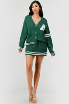 Blair Contrast Trim Two Piece Pleated Mini Skirt Set