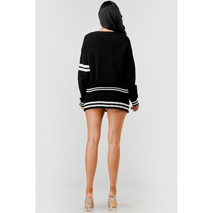 Blair Contrast Trim Two Piece Pleated Mini Skirt Set