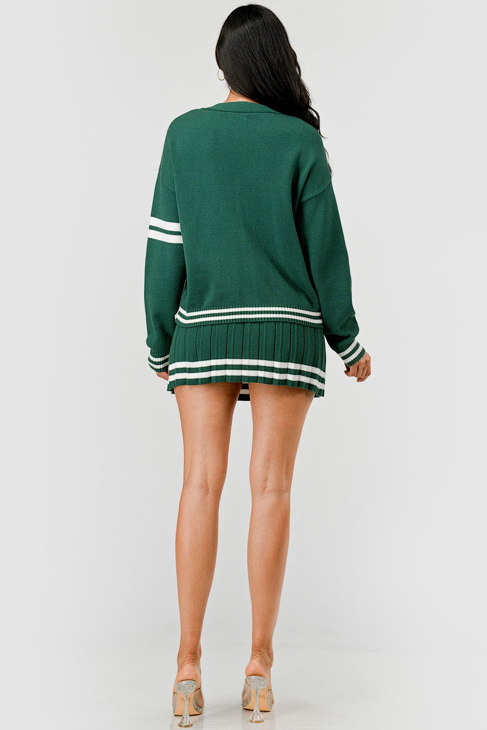 Blair Contrast Trim Two Piece Pleated Mini Skirt Set