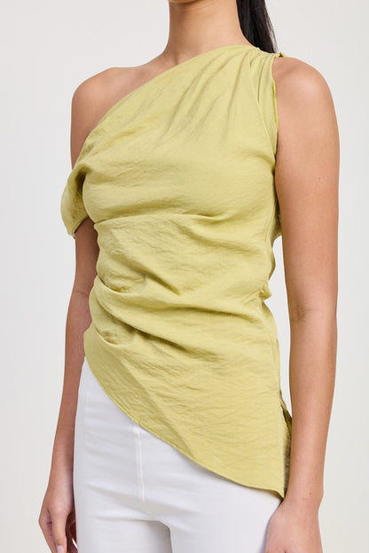 Mila Asymmetric Hem One Shoulder Tunic Top