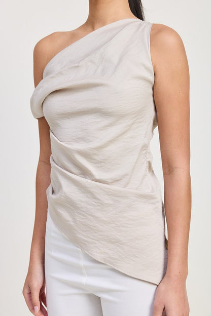 Mila Asymmetric Hem One Shoulder Tunic Top