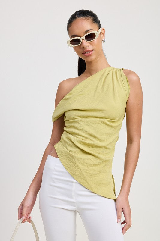 Mila Asymmetric Hem One Shoulder Tunic Top