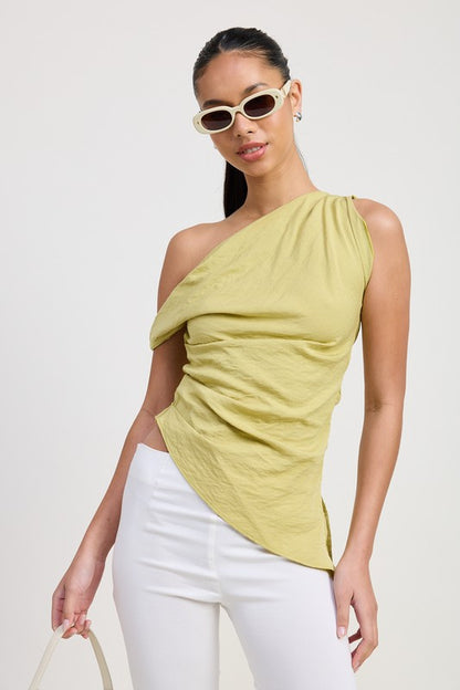 Mila Asymmetric Hem One Shoulder Tunic Top