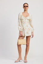 Navea Sweetheart Neckline Floral Corset Mini Dress
