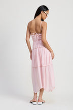 Brandi Deep V Smocked Tiered Maxi Dress
