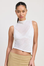 Camryn Sleeveless Asymmetrical High Neck Top