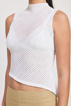 Camryn Sleeveless Asymmetrical High Neck Top