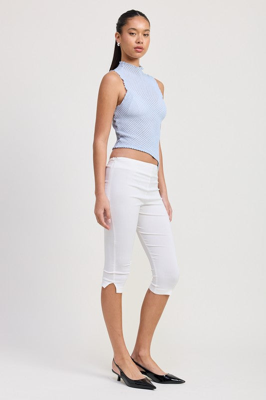 Camryn Sleeveless Asymmetrical High Neck Top