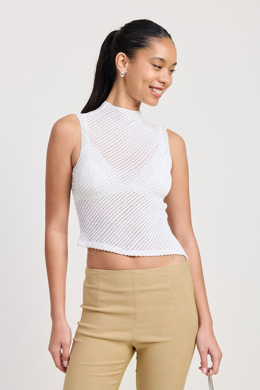 Camryn Sleeveless Asymmetrical High Neck Top