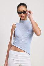 Camryn Sleeveless Asymmetrical High Neck Top