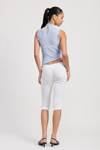 Camryn Sleeveless Asymmetrical High Neck Top