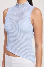 Camryn Sleeveless Asymmetrical High Neck Top