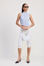 Camryn Sleeveless Asymmetrical High Neck Top
