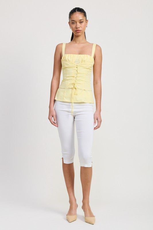 Paradis Square Neck Lace Up Corset Top