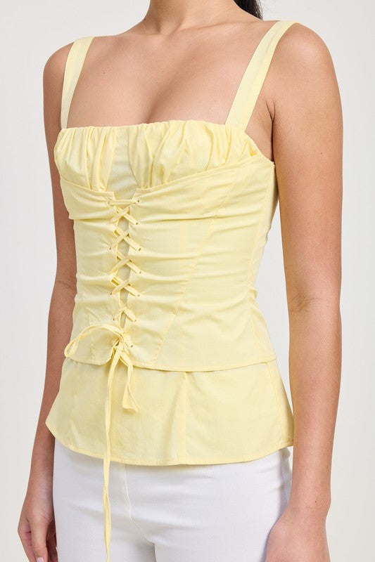 Paradis Square Neck Lace Up Corset Top