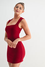 Malena Square Neck Double Lined Mini Dress