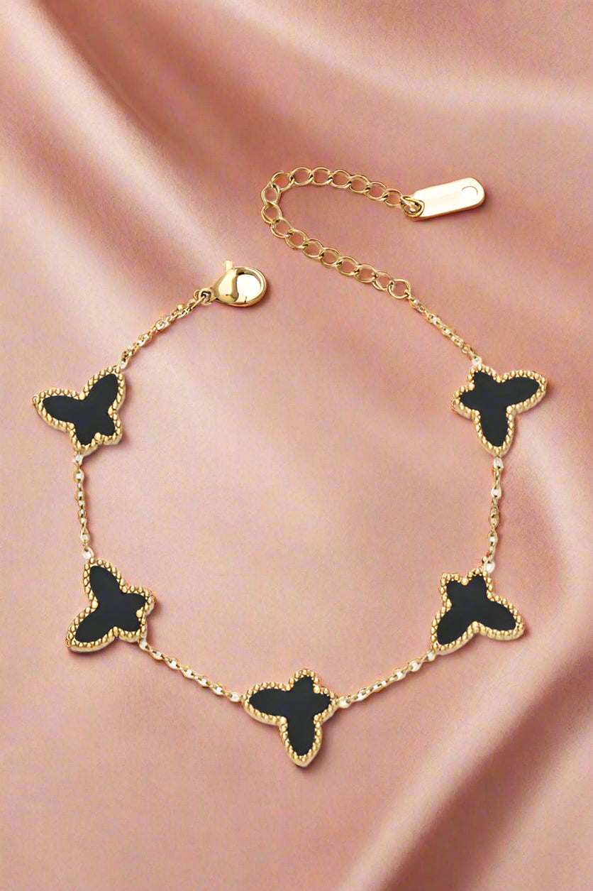 14K Gold Plated Faceted Butterfly Charms Bracelet
