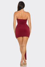 Dolores Gold O Ring Front Wrap Halter Neck Mini Dress