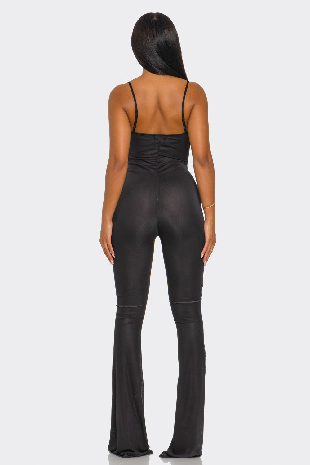 Taliya Cami Strap Floral Print Mesh Wide Leg Jumpsuit