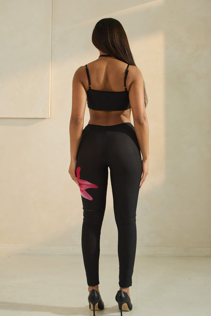 Taliya Cami Strap Floral Print Mesh Two Piece Pant Set
