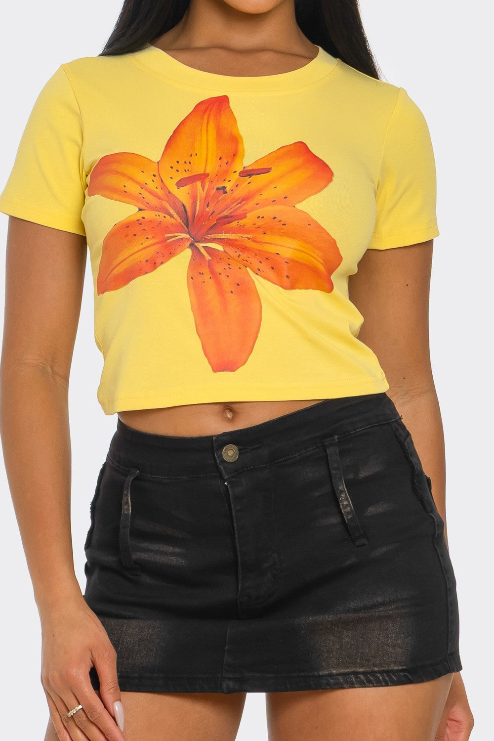 Summer Flowers Print Scoop Neck Crop Top