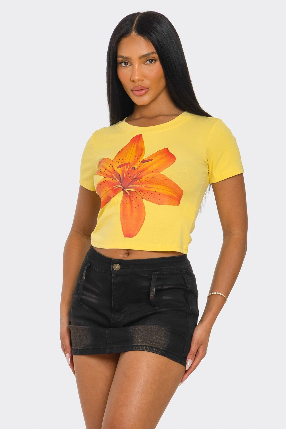 Summer Flowers Print Scoop Neck Crop Top