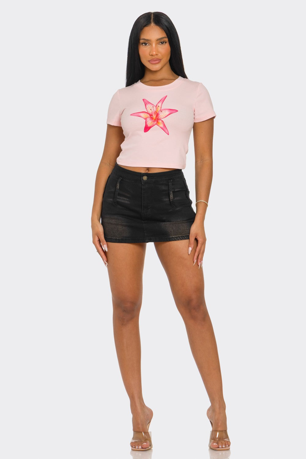 Summer Flowers Print Scoop Neck Crop Top