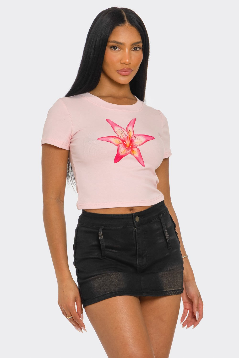 Summer Flowers Print Scoop Neck Crop Top