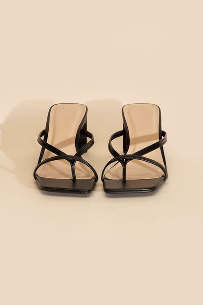 Emy Square Toe Thong High Heel Sandals