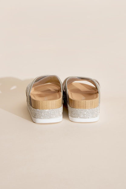 Unicorn Glitter Rhinestone Platform Slides