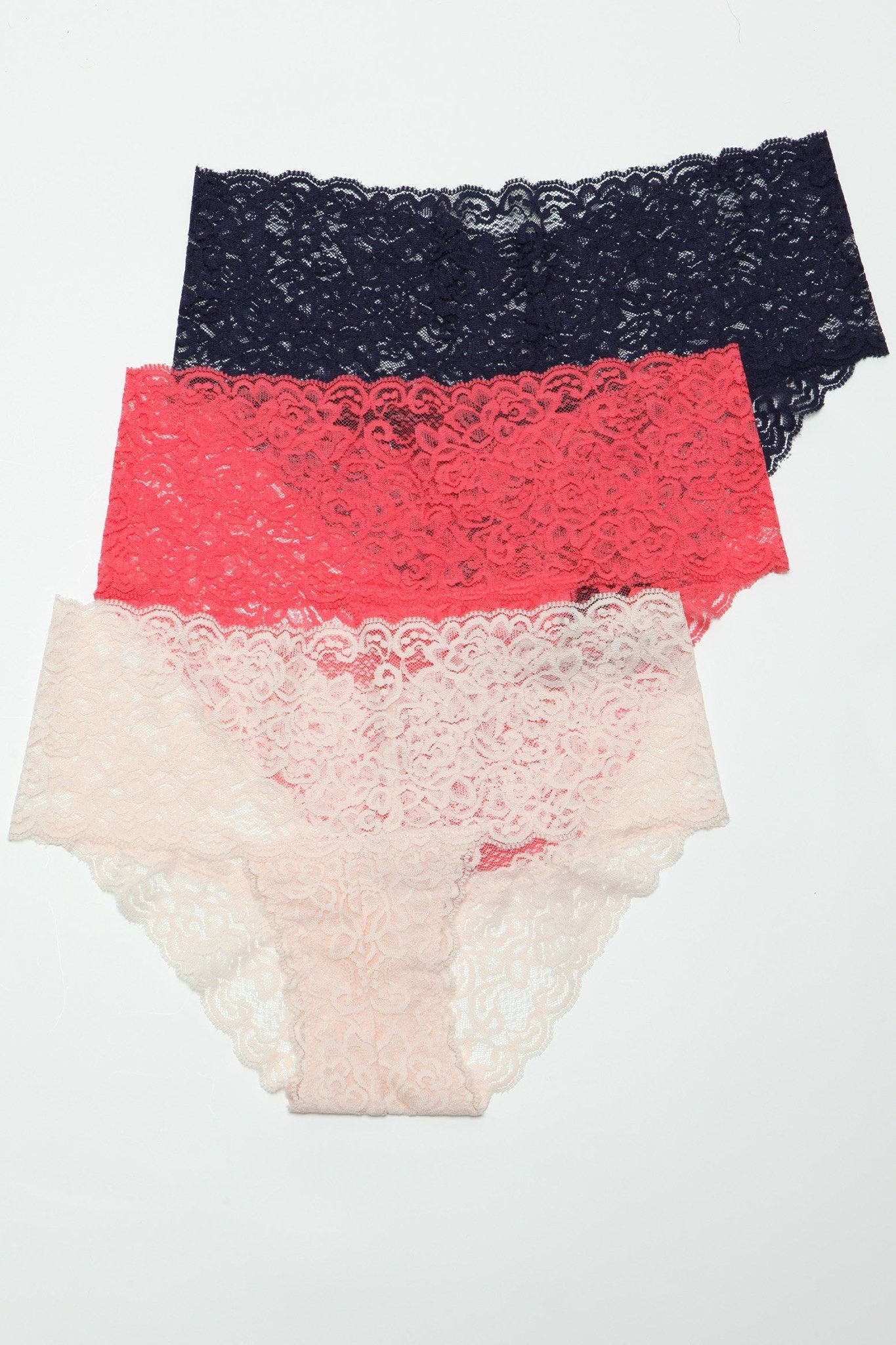 3 - Pack Lush & Lace Cheeky Brief Panties - ShopRbls