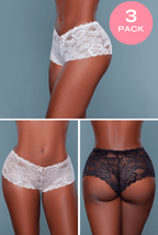 3 - Pack Showoff Lace Boyshort Panties - ShopRbls