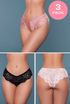 3 - Pack Sultry Scalloped Lace Cheeky Brief Panties - ShopRbls